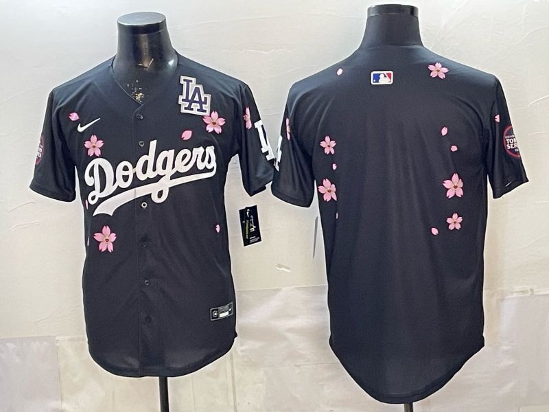 Men Nike 2026 Los Angeles Dodgers Blank Black Sakura Edition Game MLB Jersey 004